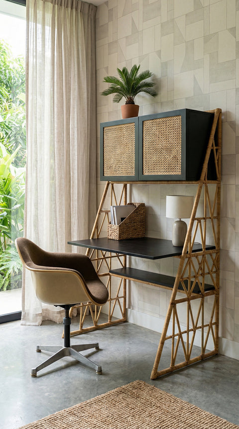BANDERITAS | work-study table with cabinet and shelf