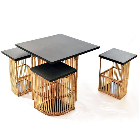 BAKURAN | coffee table with pull-out chairs and storage